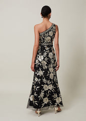 Serafina Embellished Maxi Dress Black/Gold