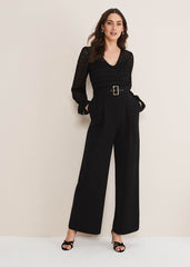 Carly Lace Long Sleeve Jumpsuit Black