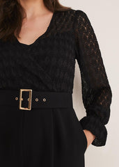 Carly Lace Long Sleeve Jumpsuit Black