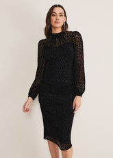 Capriana Leopard Burnout Dress Black