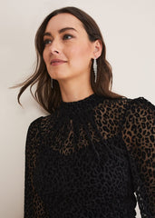 Capriana Leopard Burnout Dress Black