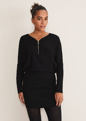 Becca Zip Neck Detail Dress Black