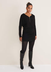 Becca Zip Neck Detail Dress Black