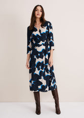Rae Floral Wrap Dress BLUE/CAMEL/PINK