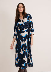 Rae Floral Wrap Dress BLUE/CAMEL/PINK