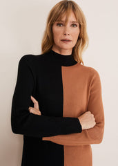 Eris Ribbed Colour Block Knit Tunic Amber/Black