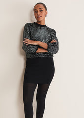 Becca Batwing Sequin Dress Black/Gunmetal