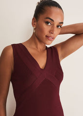 Fressia Cut Out Bandage Dress Burgundy