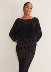 Becca Batwing Knitted Dress Black/Multi