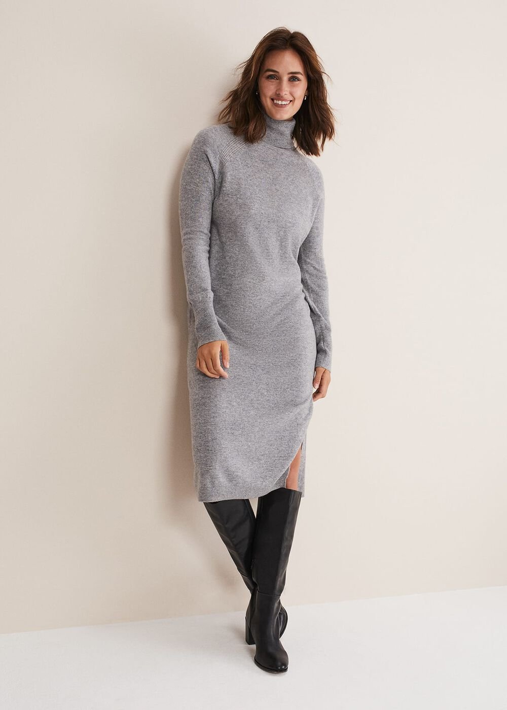 Seline Wool Cashmere Dress Mid Grey