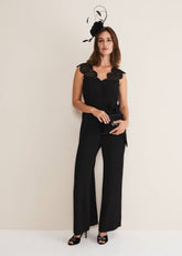 Lia Sleeveless Lace Detail Jumpsuit Black