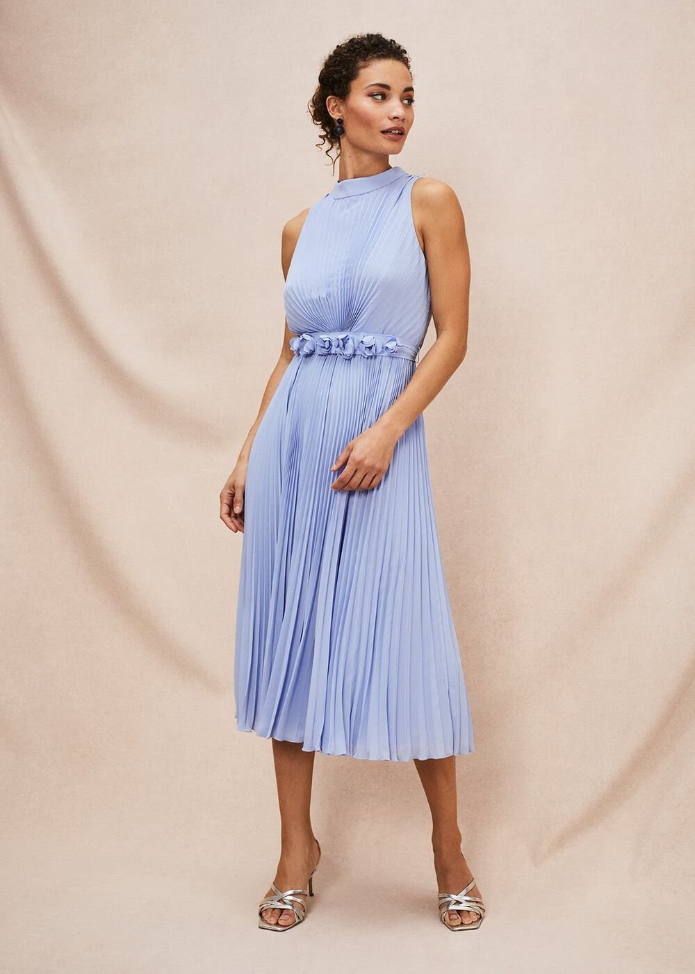Simara Pleated Midi Dress Cornflower