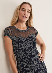 Zila Tapework Dress Navy/Ivory