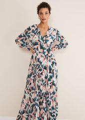 Pastel Floral Print Maxi Wrap Dress Multi-Coloured