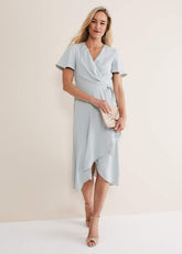 Julissa Ruffle Wrap Midi Dress Eau De Nil