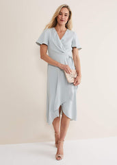 Julissa Ruffle Wrap Midi Dress Eau De Nil