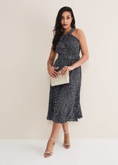 Petite Elsie Spot Dress Navy/Ivory
