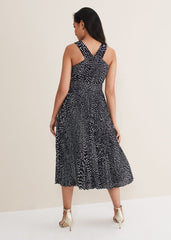 Petite Elsie Spot Dress Navy/Ivory