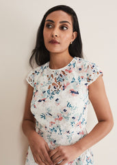Petite Franky Floral Lace Dress Ivory/Multi