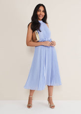 Petite Simara Pleated Midi Dress Cornflower