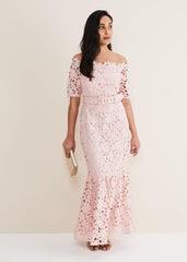 Petite Tallula Lace Bardot Maxi Dress Petal Pink