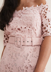 Petite Tallula Lace Bardot Maxi Dress Petal Pink