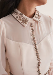 Petite Avah Embellished Bodycon Dress Antique Rose