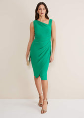 Emmie Asymmetric Hem Dress Bright Green