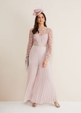 Isla Lace Wide Leg Jumpsuit Antique Rose