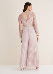 Isla Lace Wide Leg Jumpsuit Antique Rose