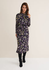 Zenobia Printed Jersey Dress Blue/Chocolate