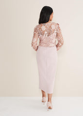 Petite Adeline Double Layer Dress Antique Rose
