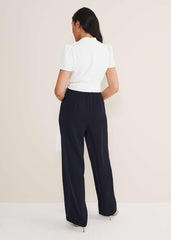 Petite Eloise Wide Leg Jumpsuit Ivory/Navy