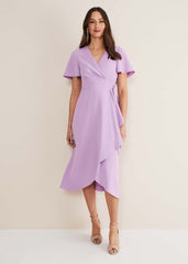Julissa Ruffle Wrap Midi Dress Crocus