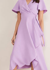 Julissa Ruffle Wrap Midi Dress Crocus