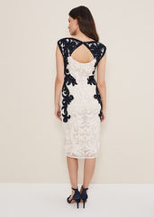 Salima Tapework Dress Navy/Ivory