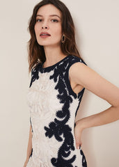 Salima Tapework Dress Navy/Ivory