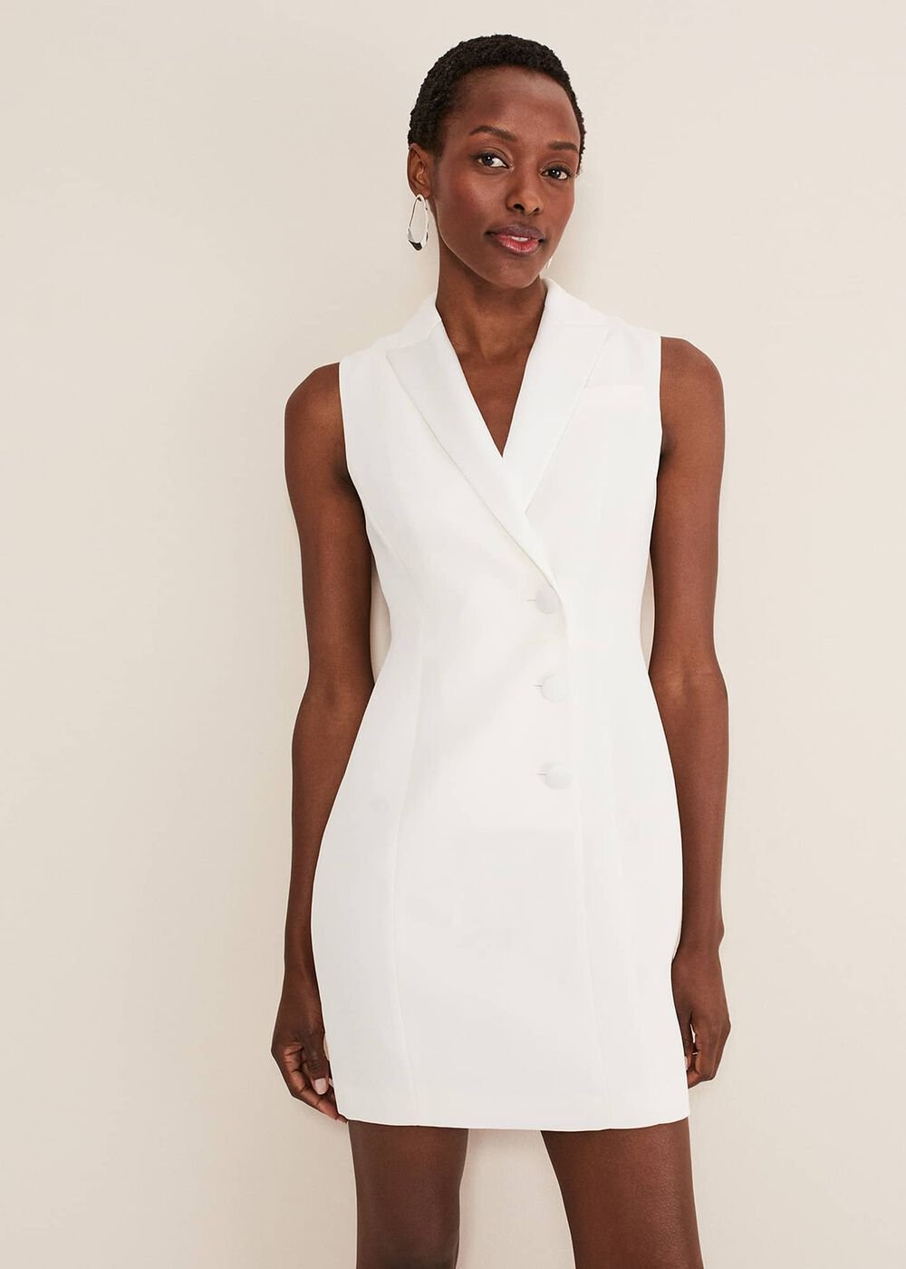 Lolicia Sleeveless Tux Dress White