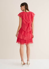 Sage Pleated Ruffle Mini Dress Raspberry