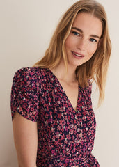 Azalea Ditsy Short Sleeve Midi Dress Pink/Multi