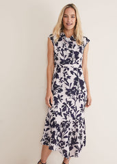 Willow Floral Cowl Neck Midi Dress Latte/Multi