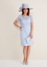 Light Blue Lace Midi Dress with Detachable Bodice Light Cornflower