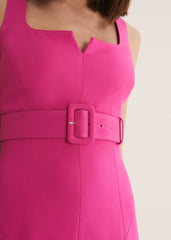 Adria Pink Fitted Midi Dress Hot Pink