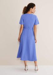 Julissa Ruffle Wrap Midi Dress Foxglove Blue