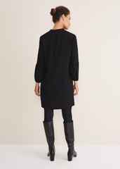 Black Tunic Dress with Statement Buttons Black
