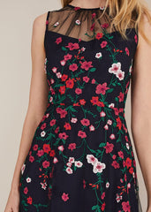 Sloane Mesh Ditsy Floral Dress Navy/Multi
