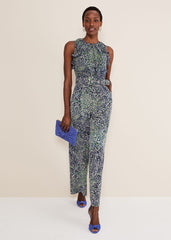 Maggie Ditsy Ruffle Jumpsuit Navy/Multi