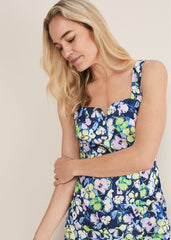 Loretta Printed Scuba Dress French Navy / Multi