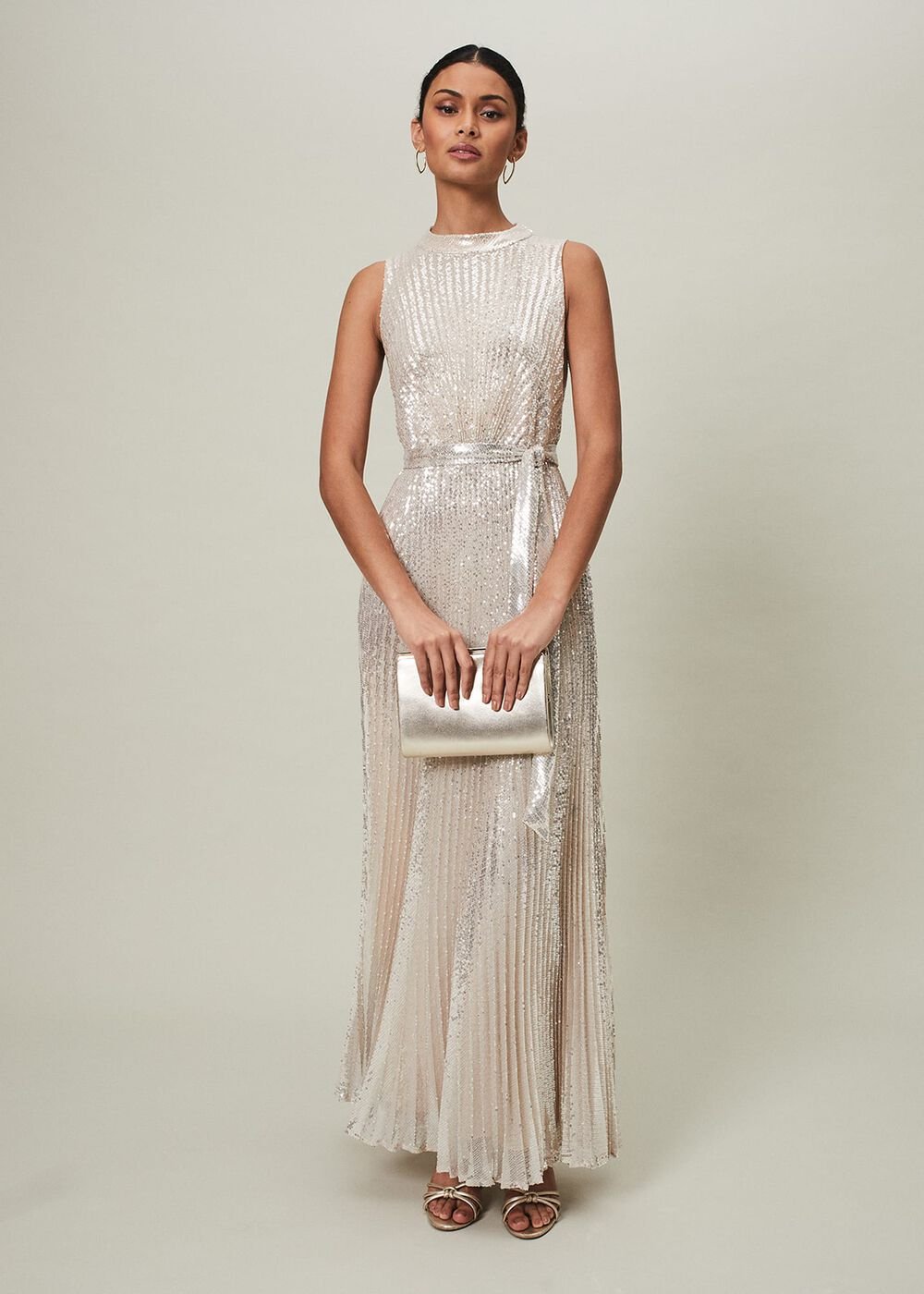 Simara Sequin Maxi Dress soft gold