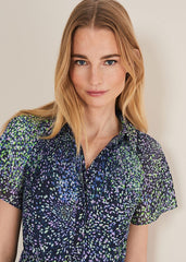 Navy Ditzy Print Wrap Midi Dress Navy/Multi